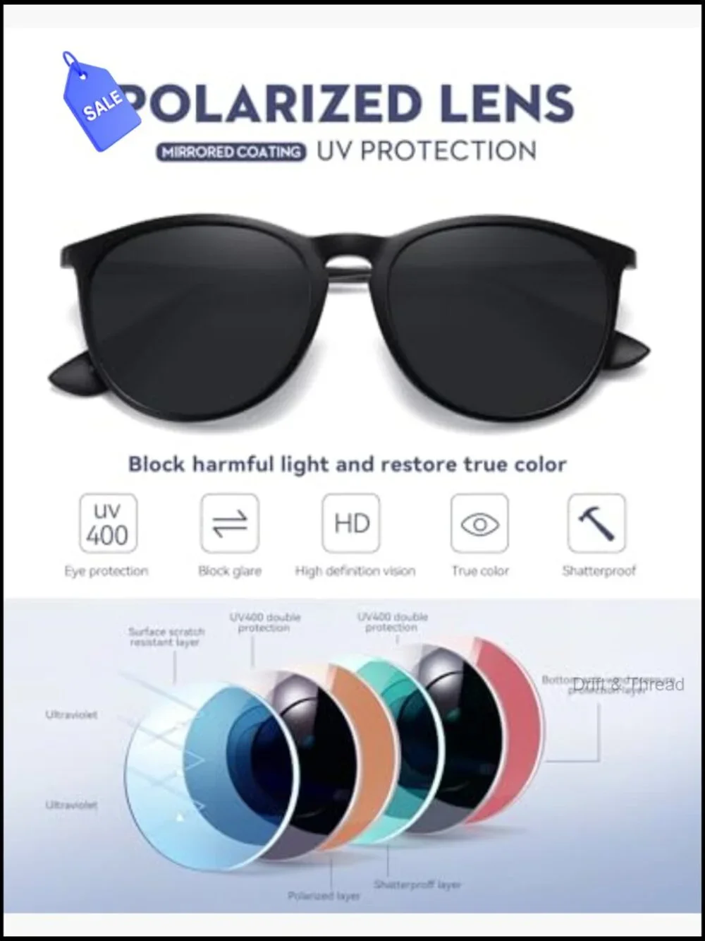 Round Polarized Sunglasses Women Retro Classic UV Protection Driving Shades
